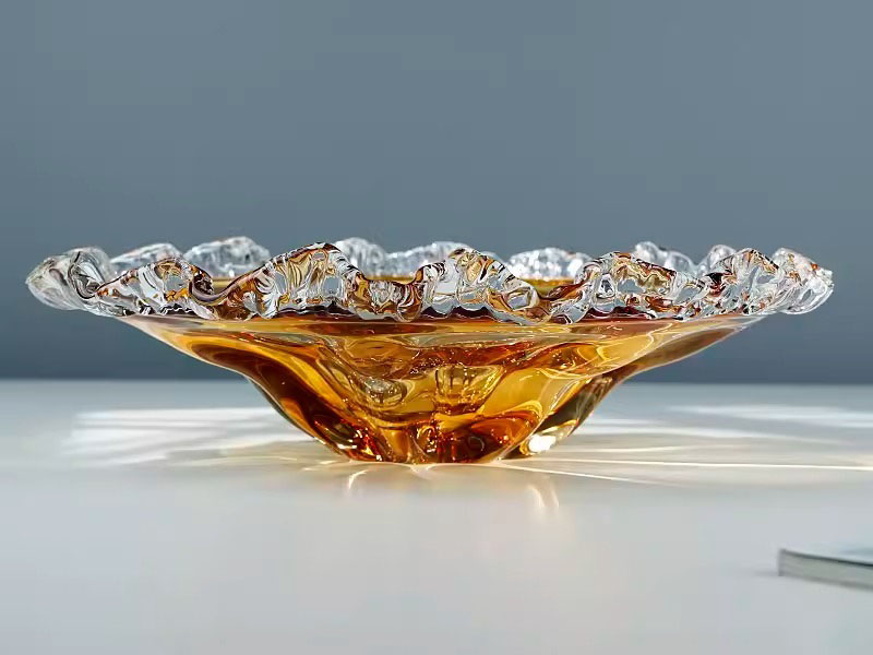 Đĩa trái cây thủy tinh viền sóng hoàng kim HL5996 | Flexdecor VN | 5