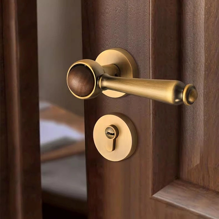 Khóa tay gạt Retro hợp kim phối gỗ cao cấp YJ264 | Flexdecor VN | 9