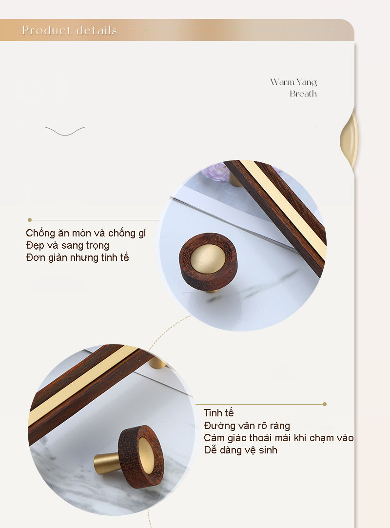 Tay nắm tủ gỗ phối đồng kiểu Bắc Âu WH882 | Flexdecor VN | 18