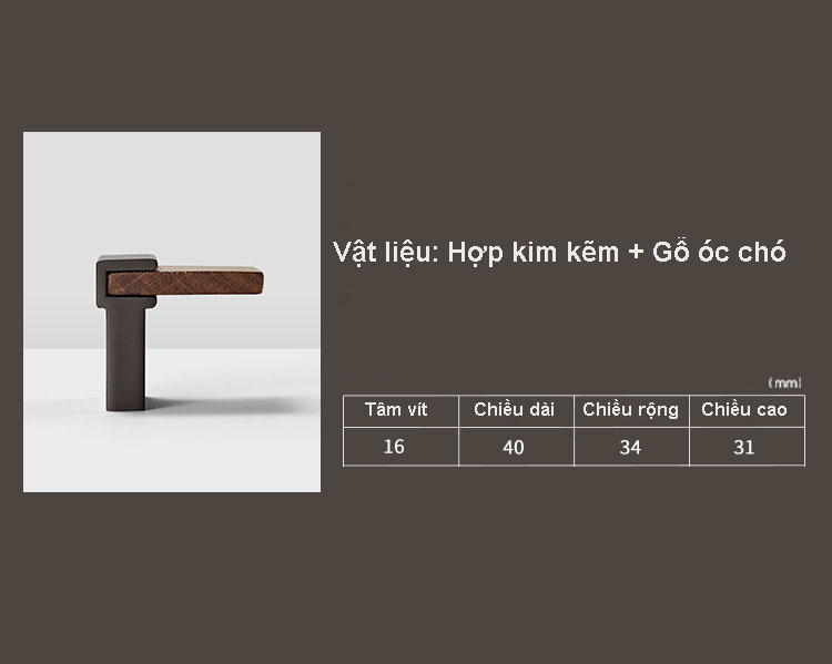 Tay nắm tủ hợp kim phối gỗ óc chó Bắc Âu Z592Z | Flexdecor VN | 15