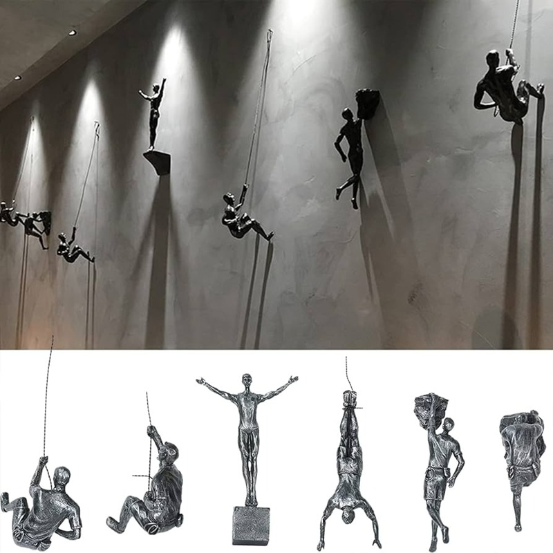 Bộ 6 tượng điêu khắc hình người đàn ông leo tường