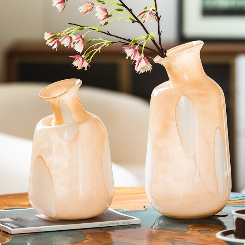 Bình thuỷ tinh decor màu cam sang trọng RX13