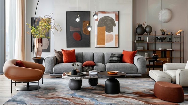 Không gian phòng khách phong cách hậu hiện đại