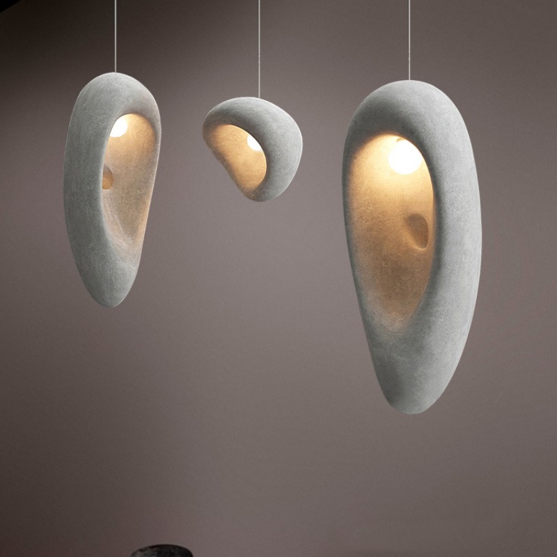 Phong cách Wabisabi trong nội thất: Đánh thức sự rung cảm từ những chất liệu thô mộc | Flexdecor VN | 4 Đèn thả trần điêu khắc nghệ thuật Wabi-sabi D1015