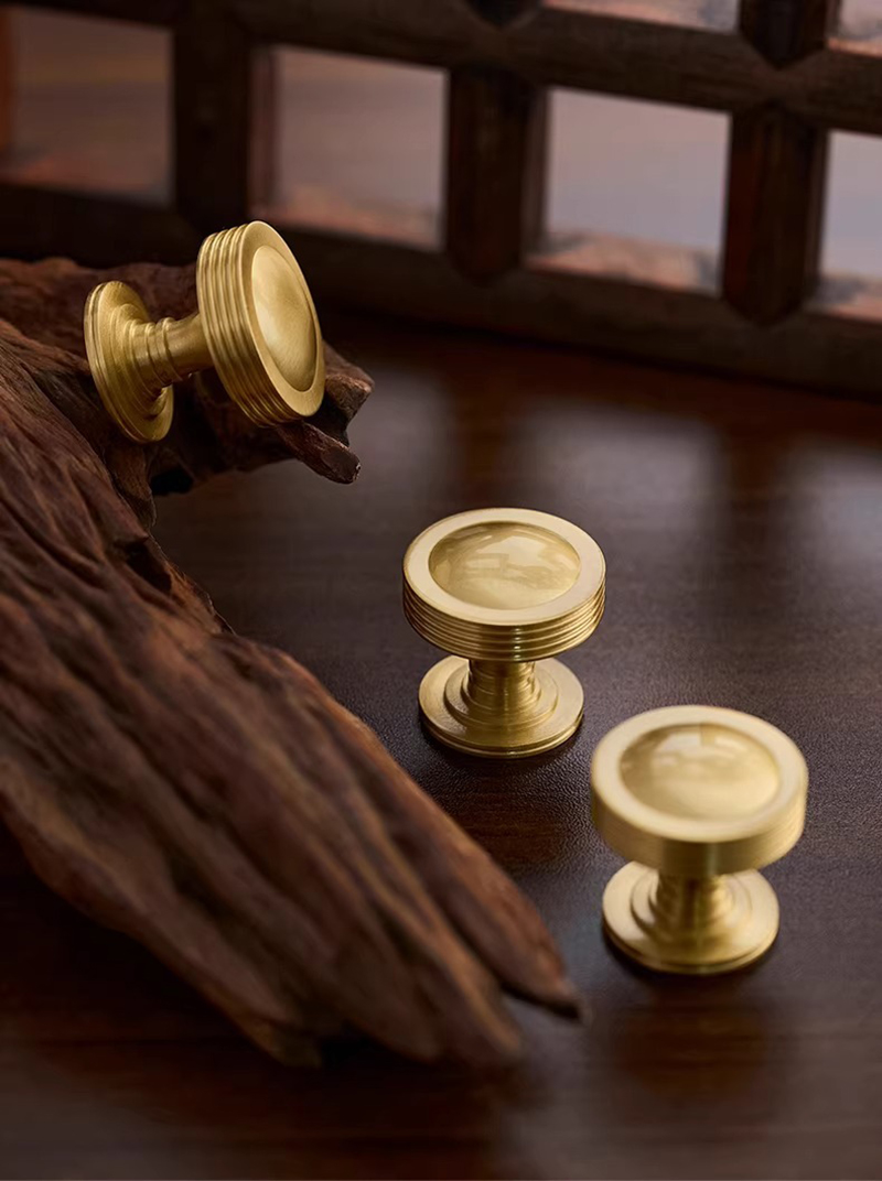 Núm tay nắm tủ đồng đồng tròn viền gân LKTBS01 | Flexdecor VN | 12