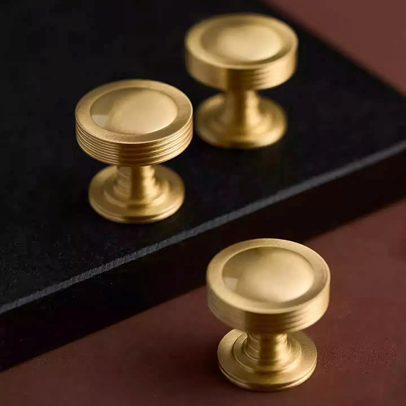 Núm tay nắm tủ đồng đồng tròn viền gân LKTBS01 | Flexdecor VN | 6