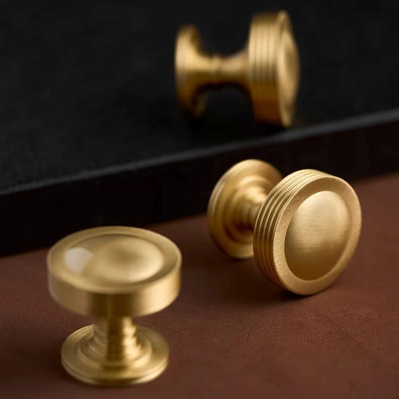 Núm tay nắm tủ đồng đồng tròn viền gân LKTBS01 | Flexdecor VN | 16