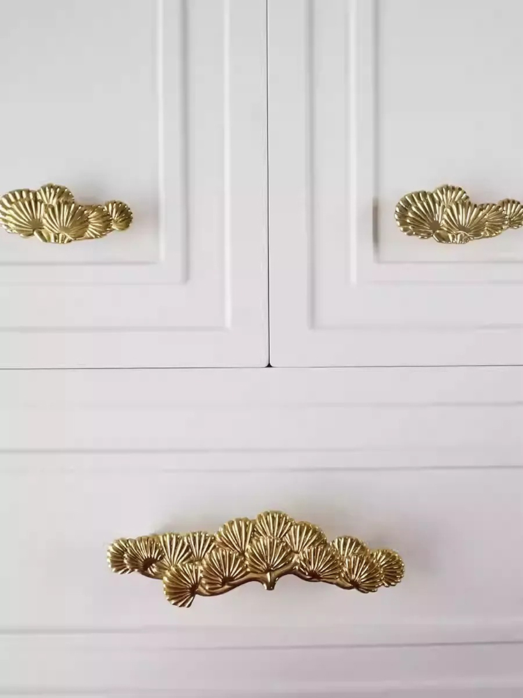 Tay nắm tủ đồng thau cành thông vàng PineLeaf YKS001 | Flexdecor VN | 16