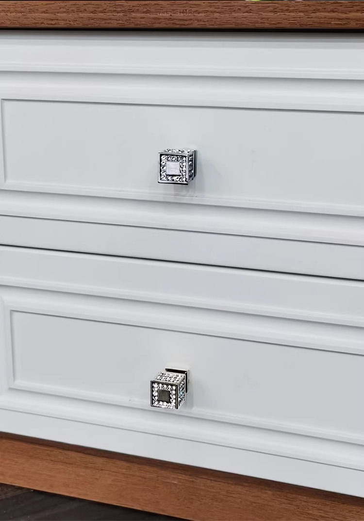 Tay nắm tủ hợp kim đính đá màu bạc J098SV | Flexdecor VN | 15