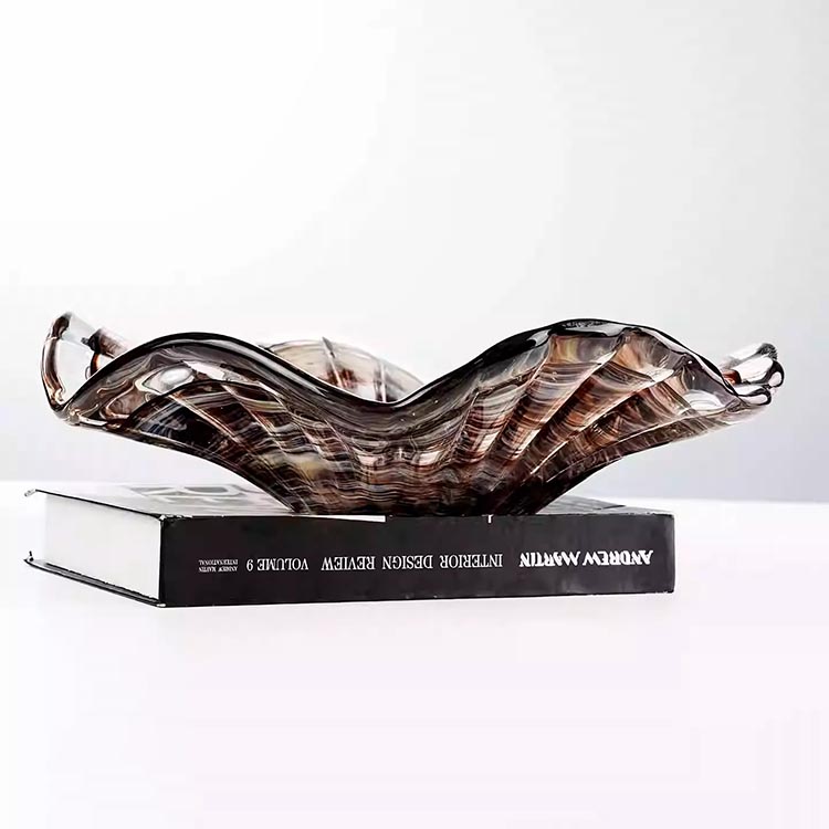 Đĩa thủy tinh vỏ sò nâu khói Smoky Shell HL91133 | Flexdecor VN | 12