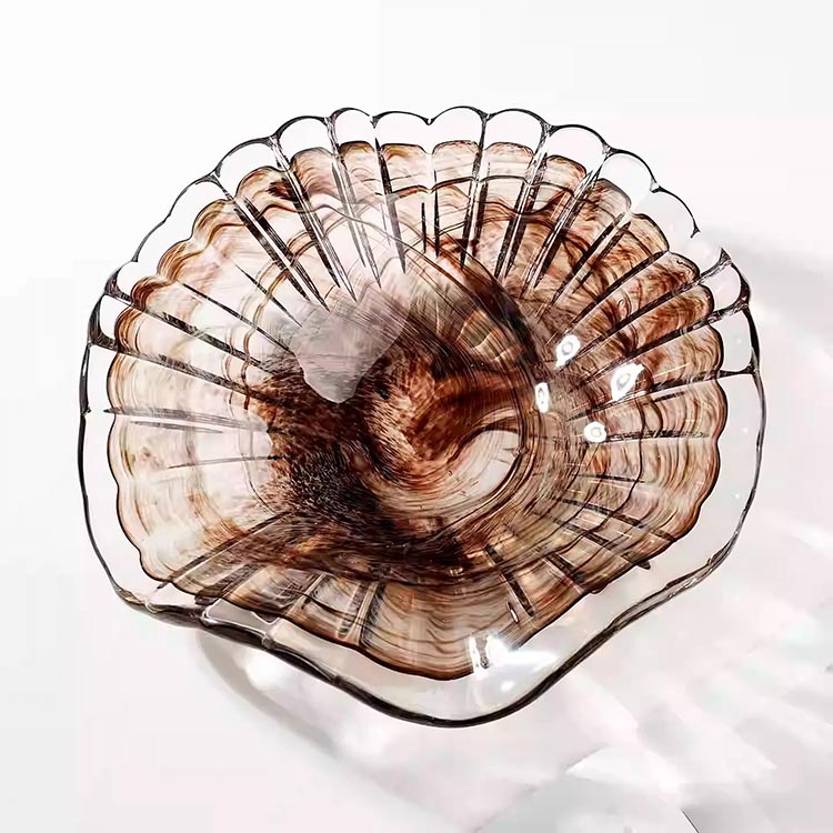 Đĩa thủy tinh vỏ sò nâu khói Smoky Shell HL91133 | Flexdecor VN | 14
