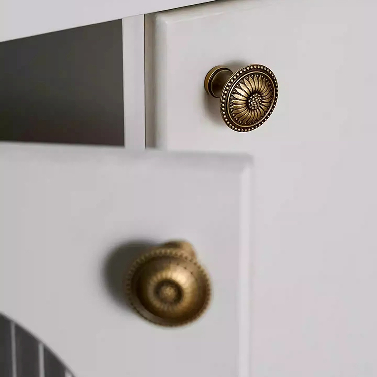 Núm tay nắm tủ đồng họa tiết Sunflower cổ điển QJGTS02 | Flexdecor VN | 27