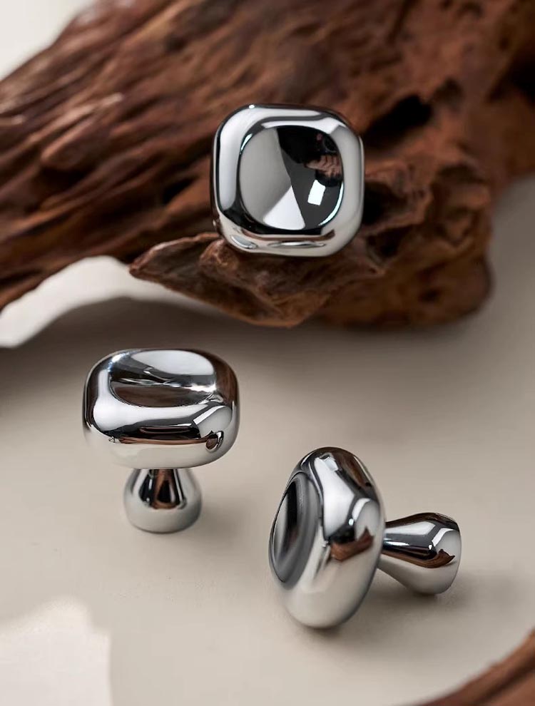 Núm tay nắm tủ màu bạc gương dáng vuông LKDDY04 | Flexdecor VN | 6