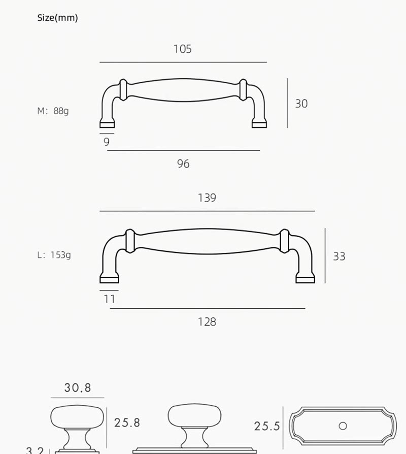 Tay nắm tủ đồng thau Vintage cao cấp DOR91 | Flexdecor VN | 25
