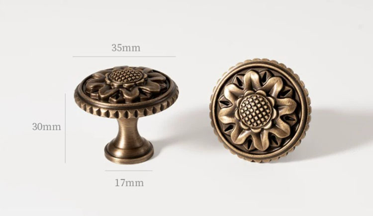 Núm tay nắm tủ đồng hoa hướng dương Vintage HGT6192 | Flexdecor VN | 24