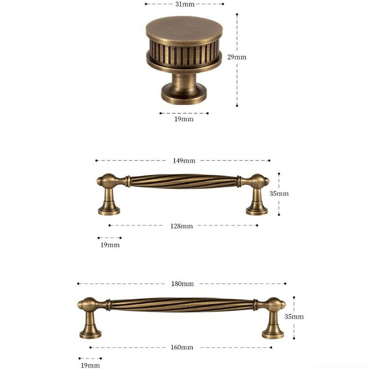 Tay nắm tủ đồng thau vân sọc châu Âu HGT2111 | Flexdecor VN | 19